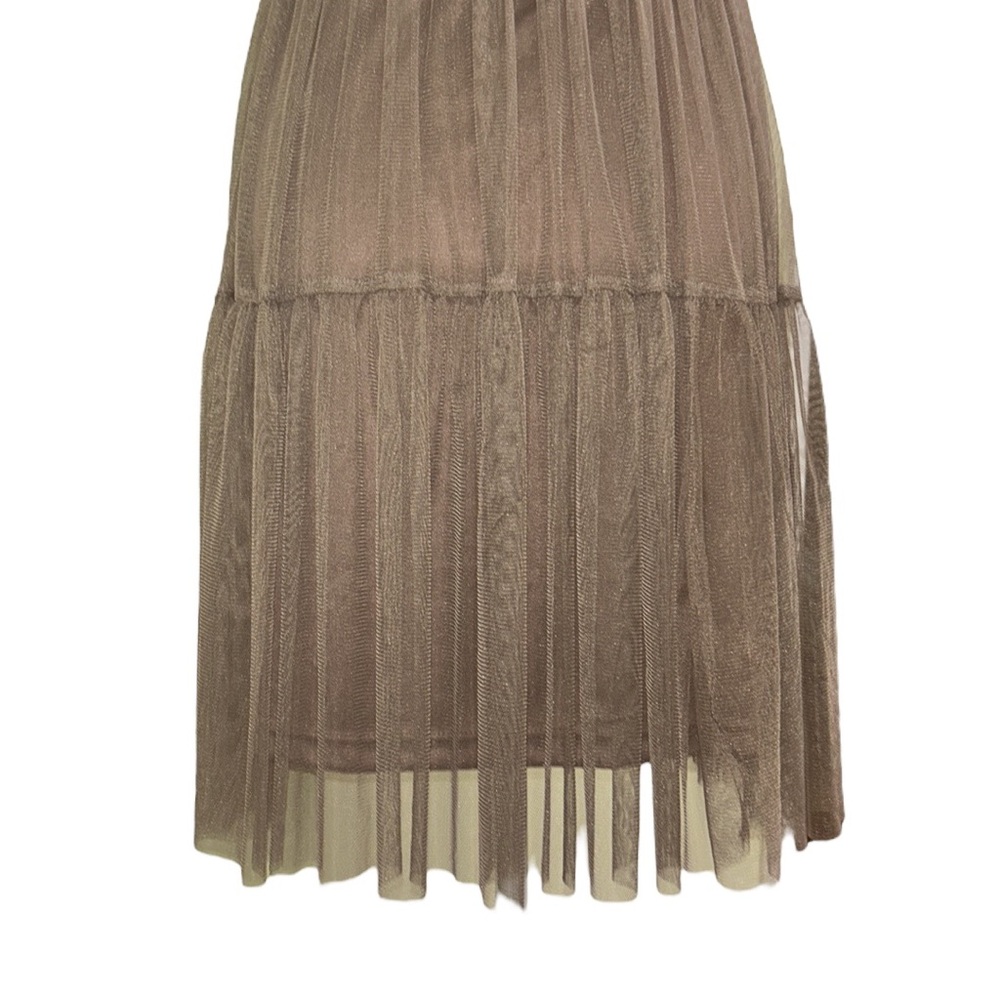 NWT Ryu Anthro Brown Tulle Crochet Knitted Floral Rosette Tie Cutout Dress - M - Picture 9 of 13